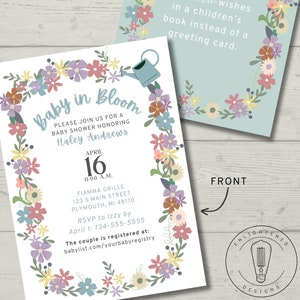 Faire-part de fête prénatale bébé en fleurs | Personnalisé | Baby shower fleurs sauvages | Invitation baby shower de fleurs de printemps/été