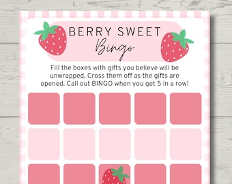 Berry Sweet Baby Shower Bingo Card | Berry Sweet Baby | Spring/Summer Baby Shower Games | Strawberry Baby Shower