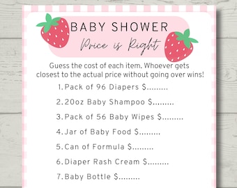 Berry Sweet Baby Shower Price is Right Game | Baby Shower Games | Strawberry Baby Shower | Spring / Summer Baby Shower | Digital Download