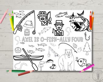 O-Fish-Ally Birthday Coloring Page | Birthday Activity | Birthday Decor | Fishing Birthday | Goody Bag Treat | 11x8.5