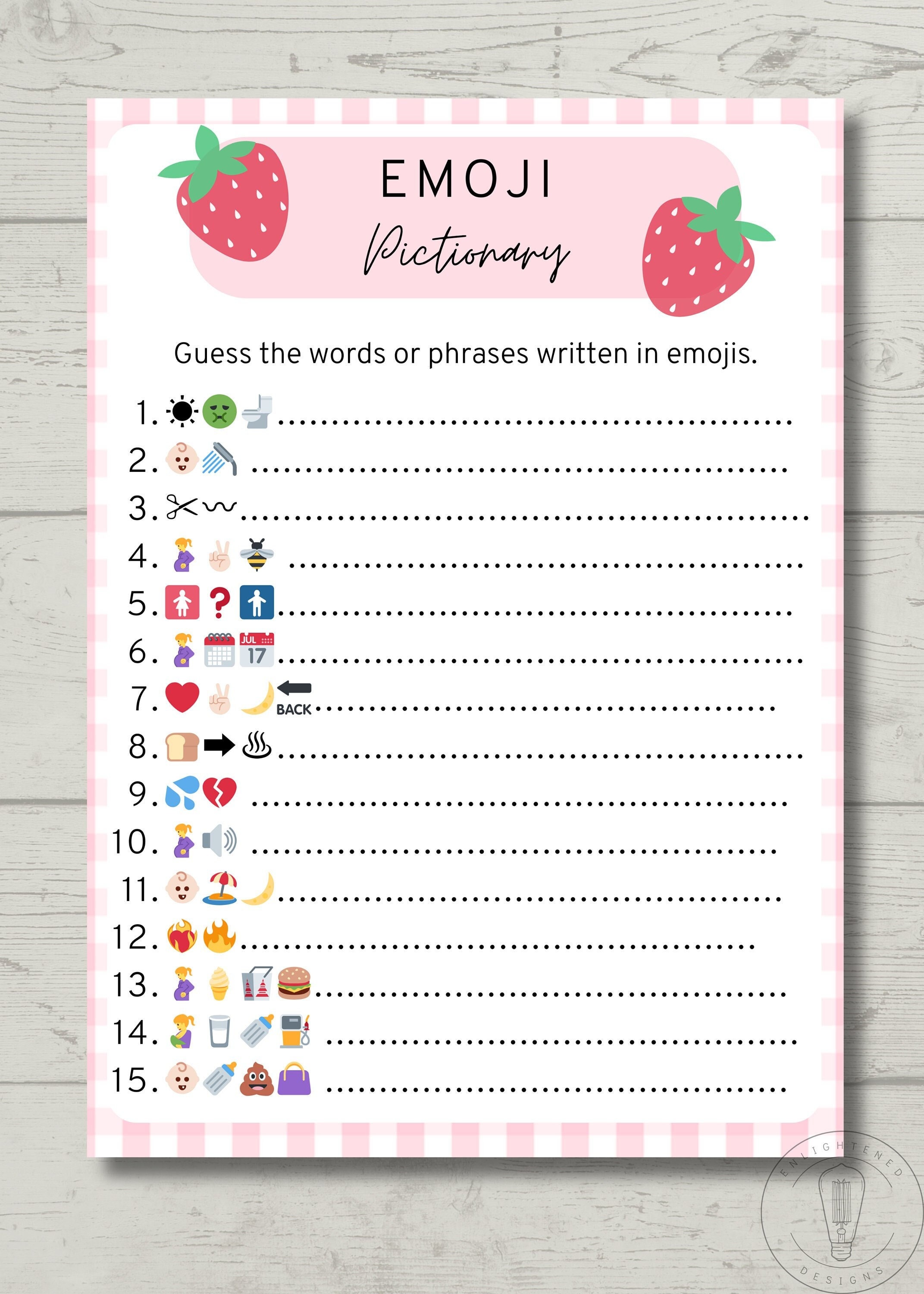 Berry Sweet Baby Shower Emoji Pictionary Game | Baby Shower Games ...
