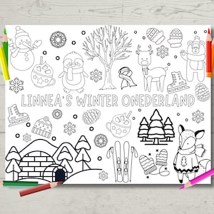Winter Birthday Coloring Page | Winter Onederland | Bday Party Activity | Kids Decor | Goody Bag Favor | 11x8.5