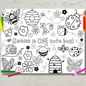 EINE süße Käfer-Geburtstags-Malseite | Zwei Hübsch | Bday Party Aktivität | Kinder Dekor | Goody Bag Favor | 11x8,5