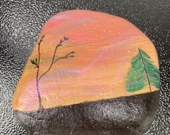 Windy Sunset Painted Rock