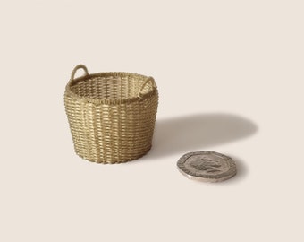 1:12 Scale Dollhouse Wicker Style Round Log Basket