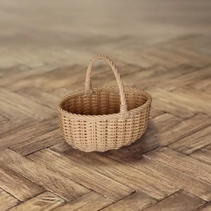 1:12 Scale Dollhouse Wicker Shopping Basket - 3D Printed & Handpainted, unpainted
