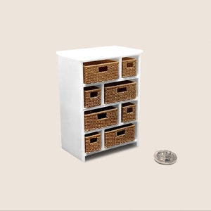 1:12 Scale Dollhouse wicker style double storage unit in 4 Variations