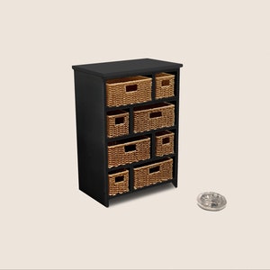 1:12 Scale Dollhouse wicker style double storage unit in 4 Variations