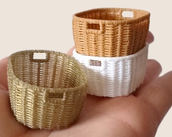 1:12 Scale Dollhouse Wicker Style Laundry Basket