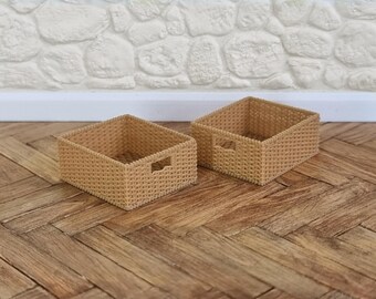 1:12 Scale Wicker Baskets, Artist Made Rattan Style, 3D Printed PLA Plastic