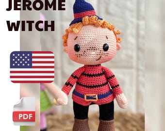 Crochet Pattern Jerome Witch Boy Doll, Amigurumi Witch Pattern, English Pdf