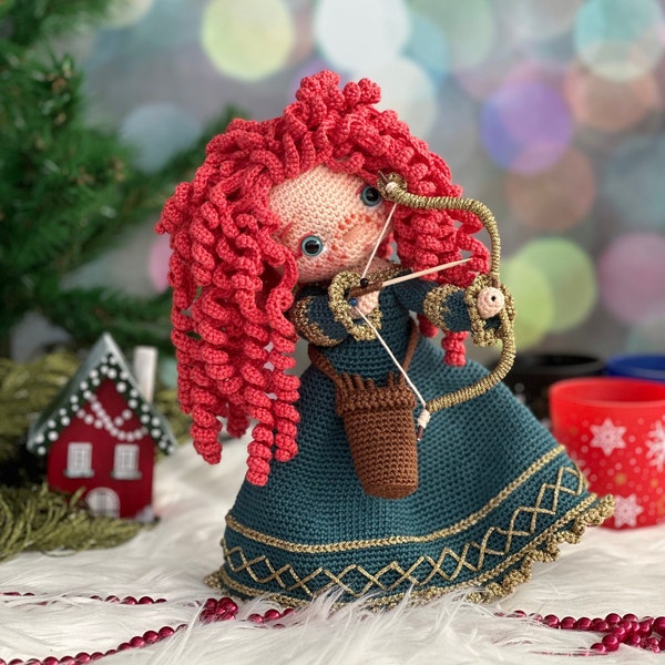 Modèle au crochet princesse Merida la poupée princesse, modèle de poupée princesse Amigurumi, modèle de poupée princesse au crochet, pdf anglais