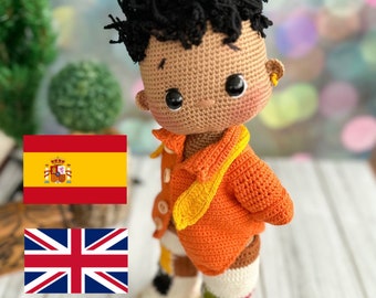 Modello all'uncinetto Geko The Boy Doll, modello per bambola Amigurumi, modello per bambola all'uncinetto, Pdf inglese o spagnolo