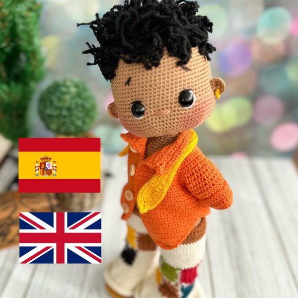 Crochet Pattern Geko The Boy Doll, Amigurumi Doll Pattern, Crochet Doll Pattern, English or Spanish Pdf