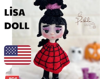 Crochet Halloween Doll Lisa Pattern, Amigurumi Halloween Pattern, English Pdf