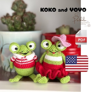 Crochet Frog Koko and Yoyo Pattern, Amigurumi Froggy Pattern, English Pdf
