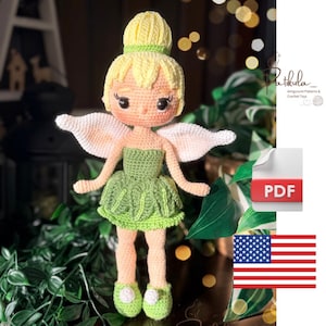 Crochet Pattern Tinker Bell Fairy, Amigurumi Fairy Doll Pattern, English Pdf