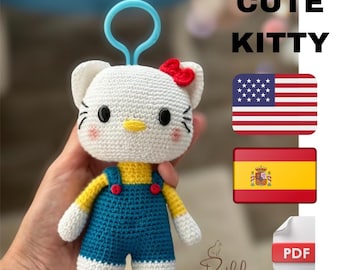 Patrón Amigurumi GATITO LINDO, Patrón de Gatito a Crochet, Pdf Inglés y Español