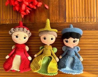Crochet Pattern Merryweather,Fauna and Flora The Fairy, Amigurumi Doll Pattern, Crochet Doll Pattern, English Pdf