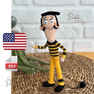 Virkmönster Avarell Doll, Amigurumi Bandit Pattern, engelsk pdf