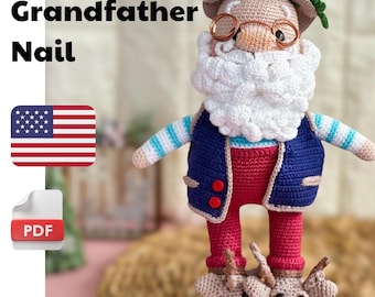 Crochet Pattern Grandfather Nail  Christmas Santa Doll, Amigurumi Christmas Santa Doll Pattern, English Pdf