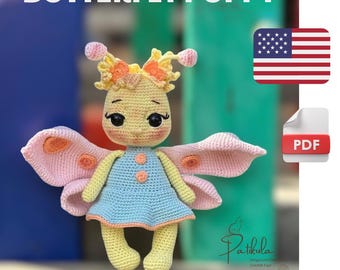 Häkelanleitung Schmetterling WELPE, Amigurumi Schmetterling Pattern, englische Pdf
