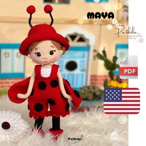 Häkelanleitung Maya Doll, Ladybug Doll Pattern, Amigurumi Doll Pattern, ENGLISCH, Pdf