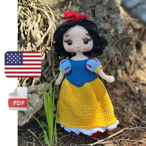 Modèle au crochet pour poupée princesse, modèle de poupée Amigurumi, pdf anglais
