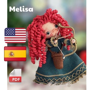 Crochet Pattern Princess Melisa Doll, Amigurumi Princess Doll Pattern, English and Spanish Pdf