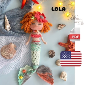 Crochet Mermaid Lola Doll Pattern, Amigurumi Mermaid Doll Pattern English Pdf