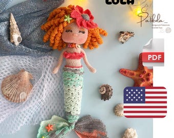 Crochet Mermaid Lola Doll Pattern, Amigurumi Mermaid Doll Pattern English Pdf