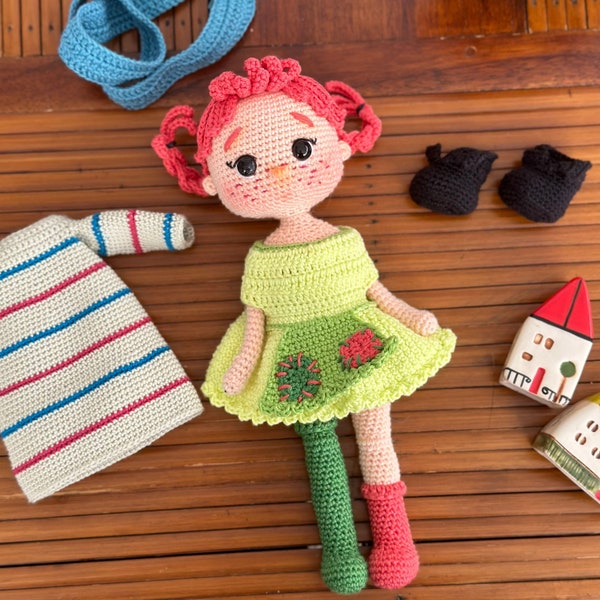 Crochet Pattern Pippi The Doll, Amigurumi Doll Pattern, Crochet Doll Pattern, English Pdf