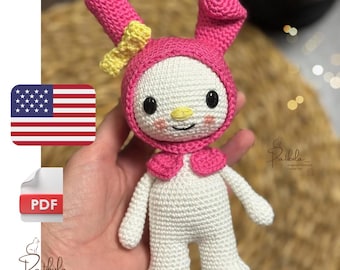 Häkelanleitung Kitty Friends, Amigurumi Pink Bunny Pattern, englische Pdf