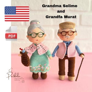 Patron au crochet, grand-père et grand-mère, modèle Amigurumi pour grands-parents, pdf anglais