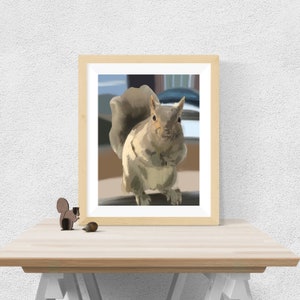 Eichhörnchen am Zaun - Eichhörnchen Digital Art Print