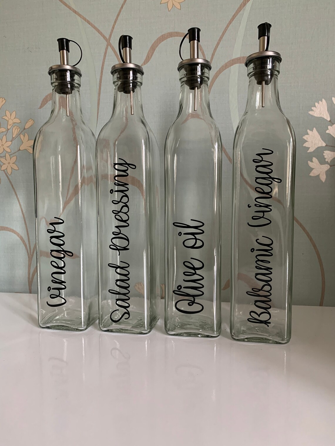Personalised Glass Oil / Vinegar Bottles With Pourer Etsy