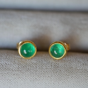 Emerald earrings made of 900 and 750 gold, 22 and 18 kt gold, handmade, goldsmith&#39;s work