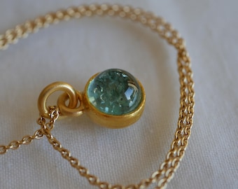 Tourmaline pendant, 22 karat and 24 karat, gold pendant with blue tourmaline, unique piece, handmade, one-of-a-kind from the goldsmith