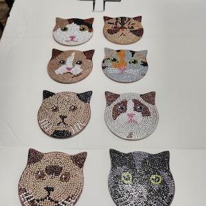 cat diamond art coaster set