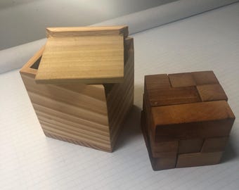 Wooden Brain Teaser Cube Puzzle