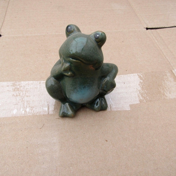 Glazed Ceramic Frog Figurine