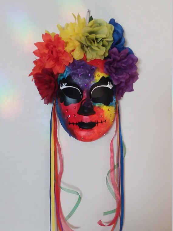 Day of the Dead Mask Hand Painted Dia de los Muertos Etsy