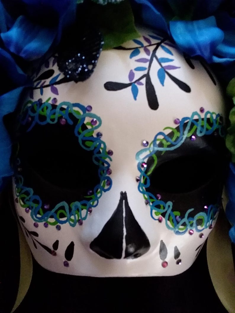 PAIR Day of the Dead Hand Painted Catrina Mask dia De Los Muertos