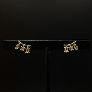 18k Gold Filled Clear Cubic Zirconia 3-Shapes Stud Earrings, Ear Climbers, Trendy Earrings, Gift for Her, Gift for mom, Gift for wife