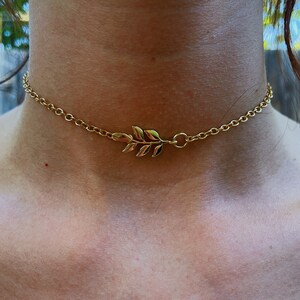 Olive Branch Choker Necklace, healing crystal necklace, earthy necklace, dainty choker necklace, dainty bridesmaid necklace