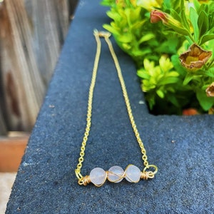 Rose Quartz Necklace, crystal necklace, chain necklace, stackable necklace, bridal gift, gift for mom, personalized necklace, raw stone