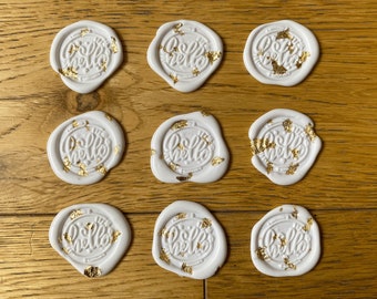 Hello White Wax Seals With Gold Flakes, Pre-Made Wedding Wax Seal, Self Adhesive Wax Seal Sticker, Wax Seals for Invitations,