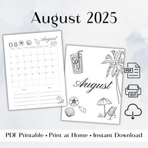 August 2025 Monthly Calendar Printable: Minimalist Black & White Planner (PDF Download, Letter Size)