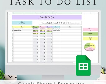 Google Sheets Task Tracker | Digital Productivity Planner (Instant Download)