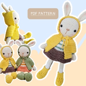 Amigurumi Crochet Doll Pattern Bunny on a Rainy Day